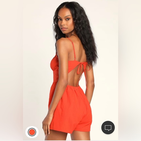 Forever Fun Orange Jacquard Backless Romper - Picture 2 of 7